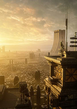 Futuristic Cityscape at Sunset