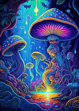 Psychedelic Mushroom Forest