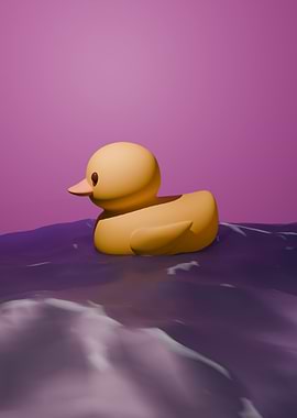 Rubber Duck in Purple Sea