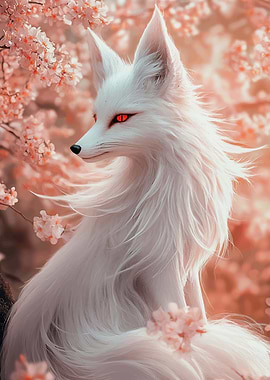 White Fox with Red Eyes