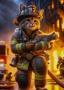 Firefighter Cat