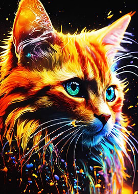 Colorful Cat Portrait
