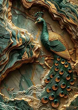 Peacock Marble Art