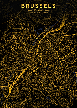 Brussels Golden City Map