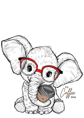 Cute Elephant with Coffee