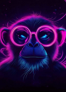 Neon Monkey Portrait