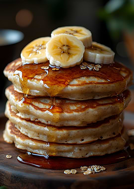 Banana Pancakes with Syrup