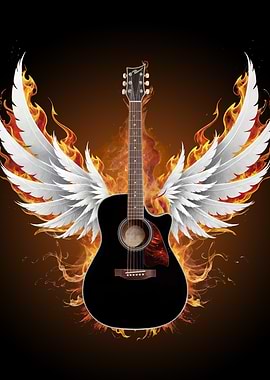 Guitar with Wings of Fire