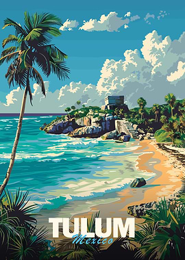 Tulum Mexico Travel Poster