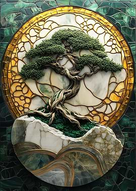 Stained Glass Bonsai Tree