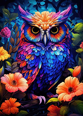 Rainbow Owl in Bloom