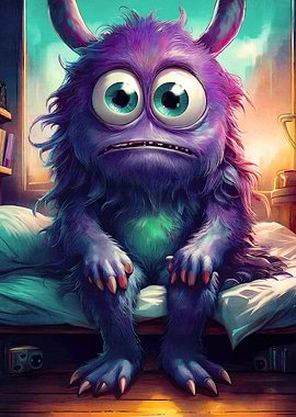 Sad Monster on Bed