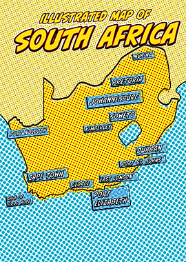 South Africa Pop Art Map
