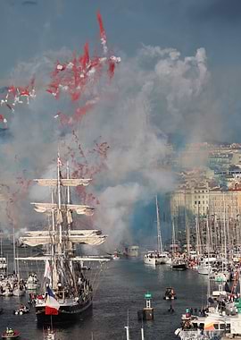 Tall Ship with Fireworks