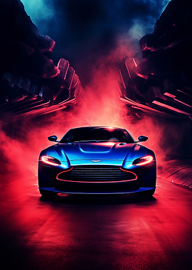 Blue Aston Martin supercar