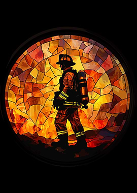 Firefighter Stained Glass