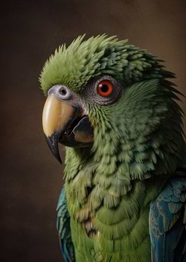 Green Parrot Portrait