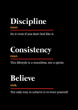 Discipline, Consistency, Believe