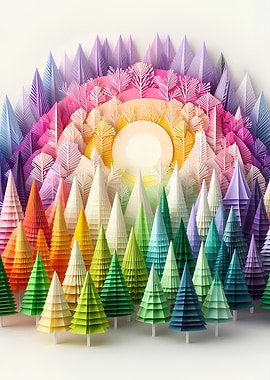 Papercraft Colorful Forest