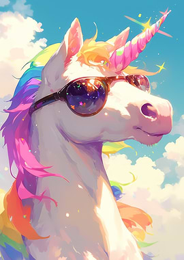 Rainbow Unicorn with Sunglasses