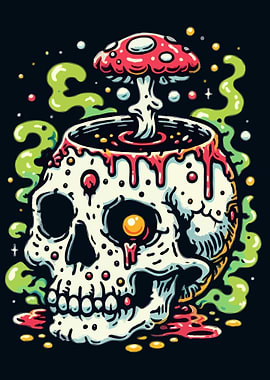 Skull with Mushroom