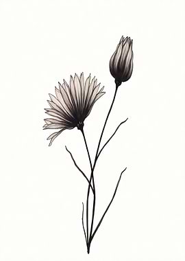 Black and White Flower Illustration