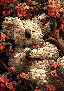 Sleeping Koala in Bloom