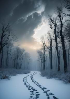 Snowy Forest Path