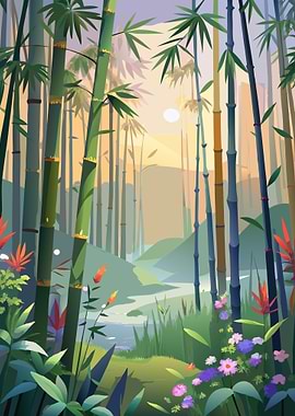 Bamboo Forest Sunset