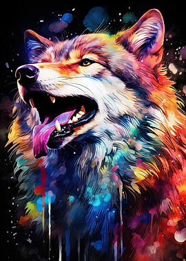 Colorful Wolf Portrait