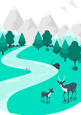 Deer in Mountain Valley