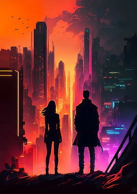 Sunset Anime Cityscape