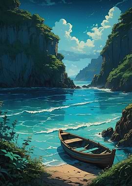 Secluded Cove with Boat
