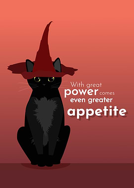 Cute halloween black cat with witch hat