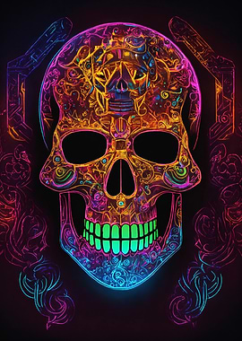 Neon Skull Art