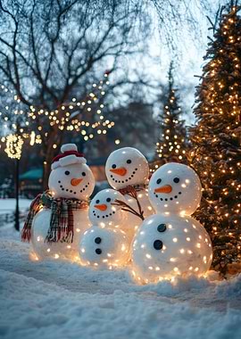 Snowman Family Christmas Lights