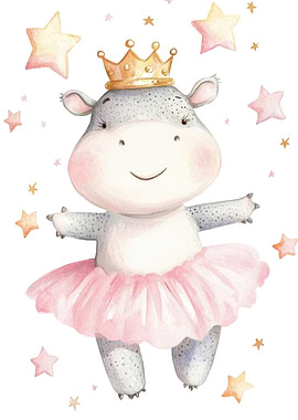 Hippo Ballerina with Stars