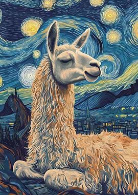 Llama Starry Night