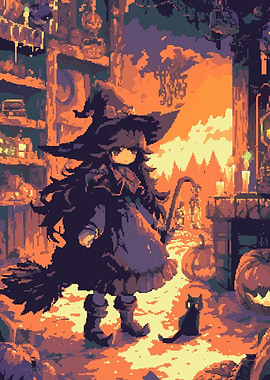 Pixel Witch in a Town