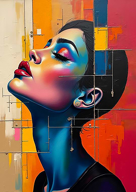 Abstract Women Portrait Oil Painting