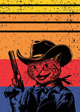 Cowboy Cat with Gun