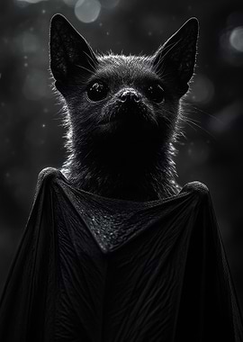 Dark Bat Silhouette - Nocturnal Creature with Wide Wings