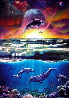 Dolphin Sunset Fantasy