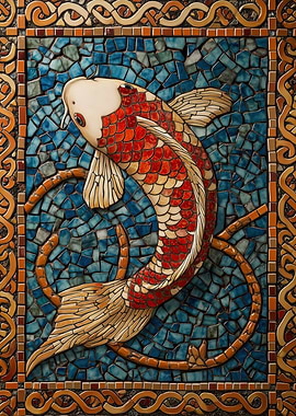 Koi Fish Mosaic Art