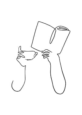 One Line Book and Coffee