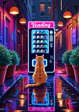 Cat at Vending Machine