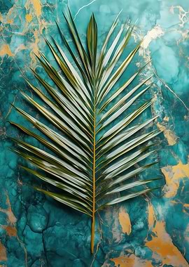 Palm Leaf Teal Marble