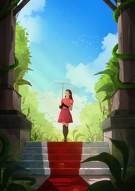 Sad girl with Umbrella on