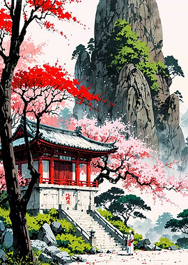Japanese Temple in Spring