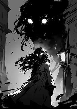 Shadowy Figure and Girl